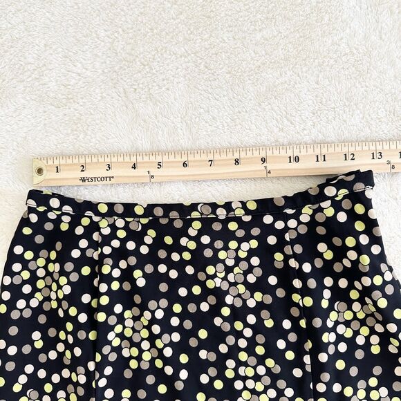 Talbots Skirt Size P/XS Black Brown Green Polka Dot Stretch Flare - Picture 4 of 6